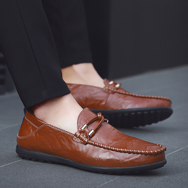 Men's Genuine Leather Driving Loafers - British Style Soft Slip-On Shoes For Casual Comfort (Black, Light Brown, Red Brown) - Sizes 38-47_vogvips.com