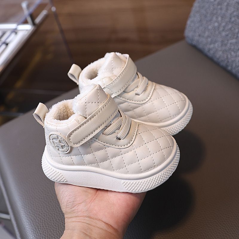 Autumn Winter High-top Boys And Girls Baby Soft Sole Non-slip Walking 1-3 Years Old Fleece-lined Thickened Warm Cotton_vogvips.com