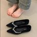 Temperament Rhinestone Pointed Single Shoes Women's French Sweet Velvet Red Light Mouth Soft Sole Evening Shoes_vogvips.com