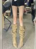 2025 Autumn Winter New French Style Black Over-the-Knee Women's Pointed Toe Elegant Thin Heel Niche Design Slouch Boots_vogvips.com
