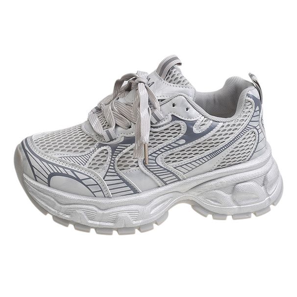 Mesh Breathable Patchwork Dad Shoes With Thick Soles, Versatile And Casual Sports Shoes, Retro Style Shoes_vogvips.com