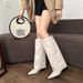 Women Chunky High Boots Pointed Toe Shoes Sexy Lady Dress Gladiator Autumn New 2025 Trend Retro Fad Woman Boots Goth Botas Mujer_vogvips.com