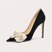 Women's Elegant Floral High Heels Pointed Toe Vintage French Style Party Shoes For Extended Sizes 41-44 Dress Shoes_vogvips.com