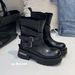 Women's Slimming Genuine Leather Martin Boots 2025 New Motorcycle Venom Buckle Rider Shoes_vogvips.com