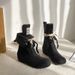 Women Boxing Boots Instant Dispatch~ Height-Increasing Martin For Women, Lace-Up Slimming Boxing Short Boots, Versatile Canvas Boots_vogvips.com