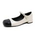 831 Huidong Yixinda 2025 Flat Mary Jane Soft Leather Shallow Mouth Round Toe Color Block Single Strap Women's Shoes_vogvips.com