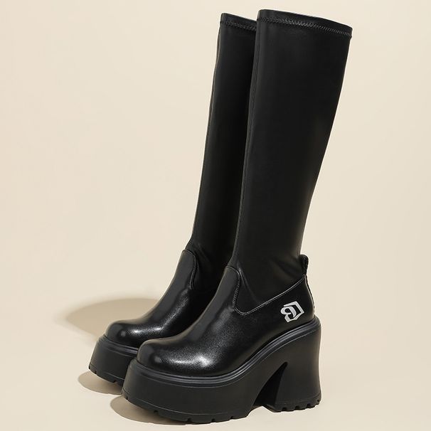 Over-the-Knee Women, Stretch Slim Boots, 2025 Autumn New Style, Height-Increasing Thick-Soled Heel High Tube Boots For_vogvips.com