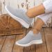 Large Size Knitted Women's 2025 New Flat Bottomed Comfortable Fit Sports And Leisure Shoes_vogvips.com