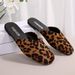 Leopard Print Flat 2025 New Style Closed-toe Lazy Shallow Fashion Mules For Women, Stylish Outdoor Slippers_vogvips.com