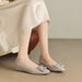 Cameido Crystal Square Buckle Flats For Women Patent Leather Elevator Shoes One Step Shallow Mouth Commuting Shoes_vogvips.com