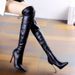 Korean Elastic Slim For Women, Autumn And Winter New Street Style Pointed Toe Super High Heel Long Boots, Waterproof_vogvips.com