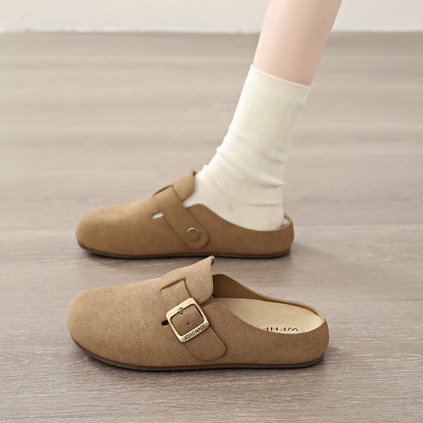 Women's Versatile Belt Buckle Baotou New Fashion Soft Bottom Comfortable Non-slip Drag Slippers_vogvips.com