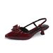 Women's Bowknot Closed-Toe High M Strap Design Pointed Toe Backless Kitten Heel Sandals French Style Export_vogvips.com