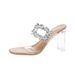 Rhinestone Square Buckle Women's Sandals, Chunky Fairy Style Crystal High-heeled Slippers, Transparent High-heeled Slippers 2025 Summer New_vogvips.com