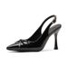 316-209 Patent Leather High Heels For Women New Bowknot Backless Large Plus Size Wide Sandals_vogvips.com