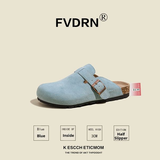 Women's Exclusive Genuine Leather Flat Slippers Brown Apricot Gray Beige Spring Autumn Fashion Footwear_vogvips.com