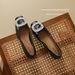 Cameido Leather Soft - Sole And Upper Women's Dressy Rhinestone - Buckle Low - Heel Commuting Shoes Spring_vogvips.com