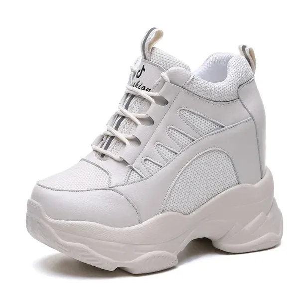 Spring Women Ankle Boots NEW Fashion Winter Ladies Platform Cm High Wedges Leather Casual Shoes Woman Thick Black_vogvips.com