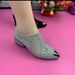 Fashion Hot Diamond Mesh Shoes Pointed Thick Heel Hollow Zipper Rhinestone Women's Sandals Comfortable Breathable Low Heel Shoes Women_vogvips.com