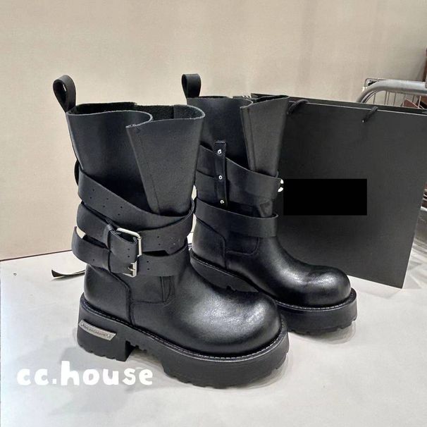 Unisex Mickey Mouse Head Martin Boots Dark Work Boots Belt Buckle Retro Motorcycle Boots Venom Fashion Boots_vogvips.com