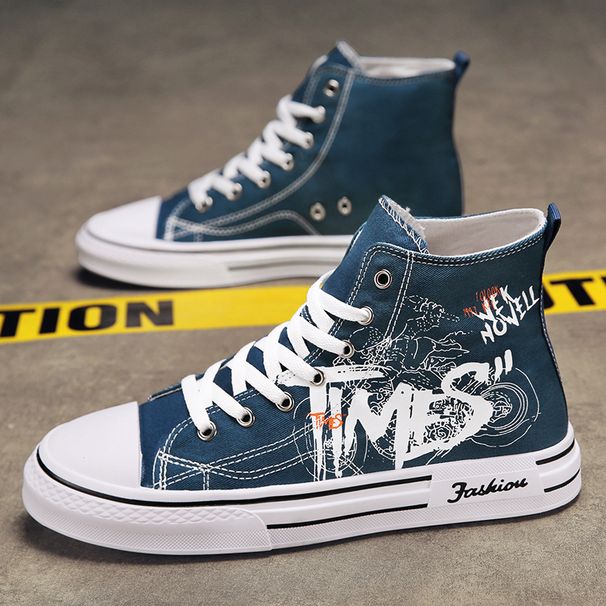 High-top Canvas Sneakers Casual Fashion Shoes Men's Shoes Korean Version Literary Style Versatile Student Shoes_vogvips.com