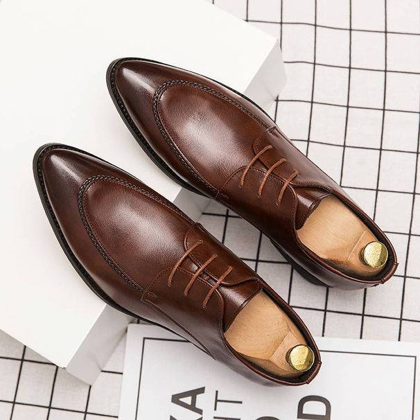 New Fashion Crocodile Pattern Pointed Toe Business Formal German Shoes Lace-up Leather Men's Retro Black Banquet Dress Wedding Men's Shoes_vogvips.com