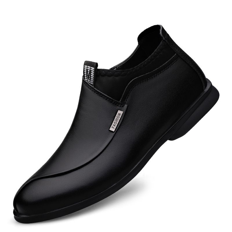 Men's Round Head Splicing Casual Shoes Overfoot Leather Shoes Men's Casual Velvet Leather Shoes_vogvips.com