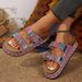 Summer Thick Soled Double Buckle Cork Slippers For Women Plus Size Rhinestone Rope Beach Slippers New Style_vogvips.com