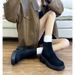 Gravity Shoe Factory High Heels Round Head Short For Women 2025 Autumn/Winter Fashion Stretch Martin Thick Bottom Coarse_vogvips.com