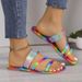 Large Size One Word Sandals, Women's Fashionable Outdoor Summer Breathable Rhinestones, Casual Cool Shoes_vogvips.com