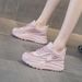 Daddy Shoes Mesh Women's Casual Shoes French Round Head Thick Sole Heightening Casual Sports Shoes_vogvips.com