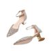 Wedding Bride Comfortable Gold Strap High Heels Women Thick Heel Stunning Crystal Bridesmaid Shoes_vogvips.com