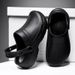 Pure Black Slippers For Men In Summer Breathable Kitchen Work Waterproof And Oil Proof Chef Men's Thick Soled Non Slip Work Safety Shoes_vogvips.com