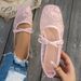 Women's Lace Fairy Style Flat Shoes Square Toe Lace up Design Mesh Material Super Soft Full of Summer Vibes_vogvips.com