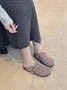 Cowhide Version Lazy Style Genuine Leather Round Toed Buckle Versatile Lazy Half Slip Shoes For Women_vogvips.com