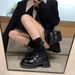 Boston College~ Retro Round Head Heightened Platform Loafers Women's Small Leather Shoes_vogvips.com