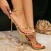 Gold Heels Shoes Stiletto Fashion Party Evening Gathering Pointed Buckle Split Toe Women's High Heel Sandals_vogvips.com