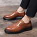 Euro Step 2025 Spring And Autumn Pointed Men's British Brogue Trendy Youth Business Leather Shoes_vogvips.com