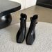 Korean Style Short Boots With Square Toe, Back Zipper, Chunky Heel, Stretchy And Slimming_vogvips.com