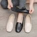 Flat Single Shoes For Women With Wide Feet, Slip-On Comfortable Sole, Soft Leather Work Shoes, Loafers, Large Size, Size_vogvips.com