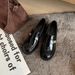 Women's Genuine Leather Loafers, Gold Buckle Block Heel Comfortable Slip-On Round Toe Casual Shoes For Fall_vogvips.com