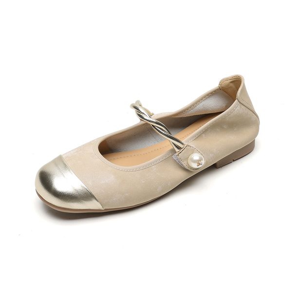 French Flat-soled Single Shoes Women's Spring And Summer Word With Mary Jane Shoes Shallow Mouth Soft-soled Egg Roll Shoes_vogvips.com