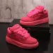Bright Pink Chunky Platform Sneakers Shock Absorption Wide Laces Suede And Mesh Panels Casual Streetwear Footwear_vogvips.com