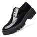 Men's Dress Shoes Leather Brogue Platform Heel 10CM Lace-up Wedding_vogvips.com