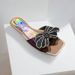Women Slippers Women Ballet Flats Summer High End Outdoor Toe Loop Flat Slide Sandals Fashionable Bowknot Rhinestone_vogvips.com