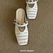 French Retro Style Women's Woven Hollow out Mule Sandals 5 Cm Hidden Wedge Heel Closed Toe Elegant Shoe_vogvips.com