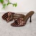 Brown Polka Dot High-heeled Sandals For Women, Bow-tie Strap Stiletto Sandals, Wholesale Foreign Trade Supply_vogvips.com