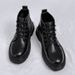 European Warm Series Martin Autumn High-top British Style Black Work Boots Men's Mid-top Leather Motorcycle Trendy Shoes_vogvips.com