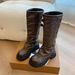 2024 Briish Syle Ruched Slouch Auumn Women's Thick Sole Slip-On Chunky Heel Over-he-Knee Long Boos Trendy Hollow_vogvips.com