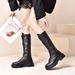 Retro Thick Sole Side Zipper Riding Boots High Boots Autumn New Style plus Size British Style for Women_vogvips.com
